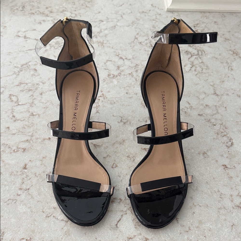 Tamara Mellon Black Strappy Women's Heels- size 37.5